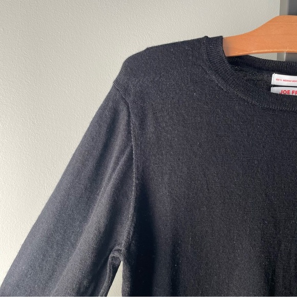 JF 100% Merino Wool Crewneck Knit Pullover Sweater Black Size Large - Picture 4 of 4